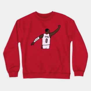 Damian Lillard Waves Goodbye to the Thunder - NBA Portland Trailblazers Crewneck Sweatshirt